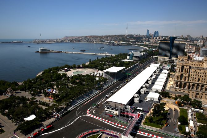 Nestling on the Caspian Sea, the Baku City Circuit is set to become the fastest street track in Formula One with the cars expected to reach top speeds of 340 kph (210 mph) on the straights. 