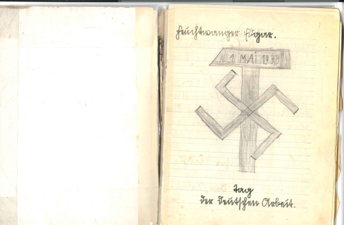 Edgar Feuchtwanger couldn't escape Nazi propaganda, as this notebook sketch from boyhood shows.