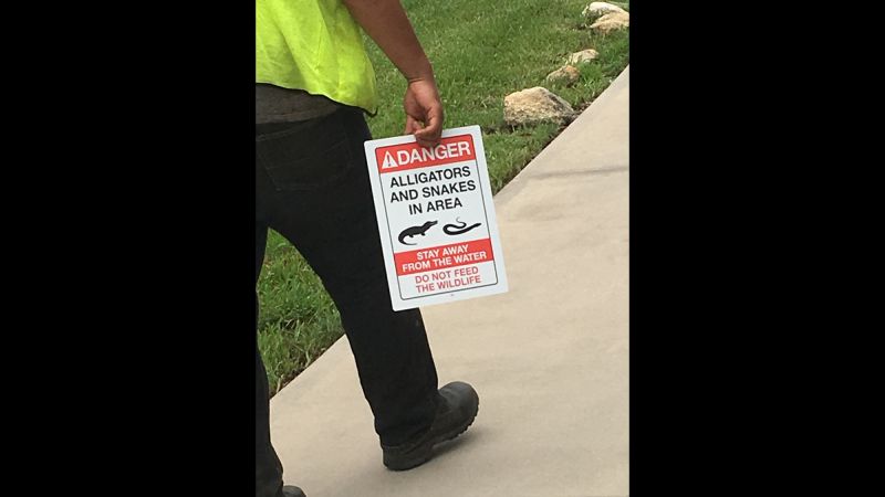 Beware of Attack Alligator Sign 