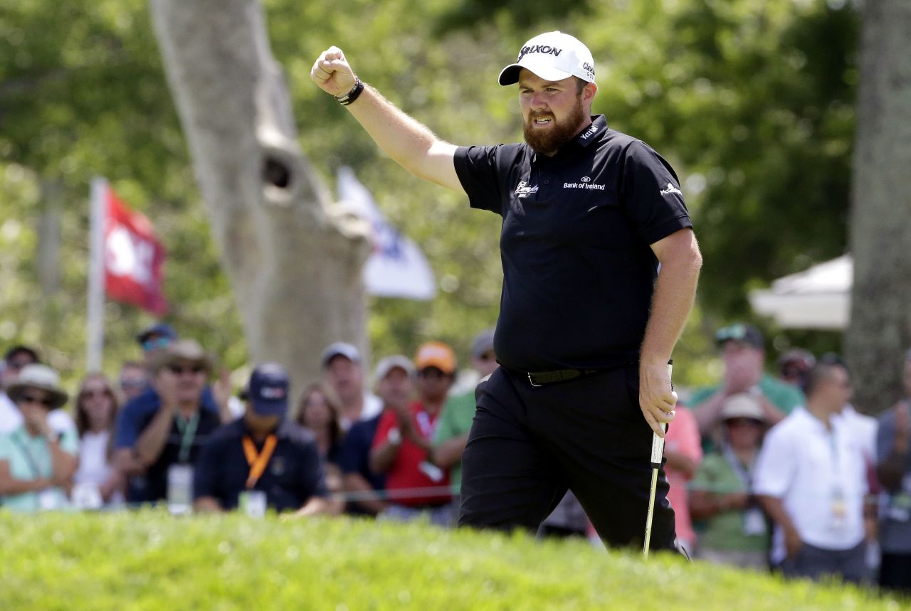 Shane Lowry reacts after making a birdie on the ninth hole during the second round on June 18. 