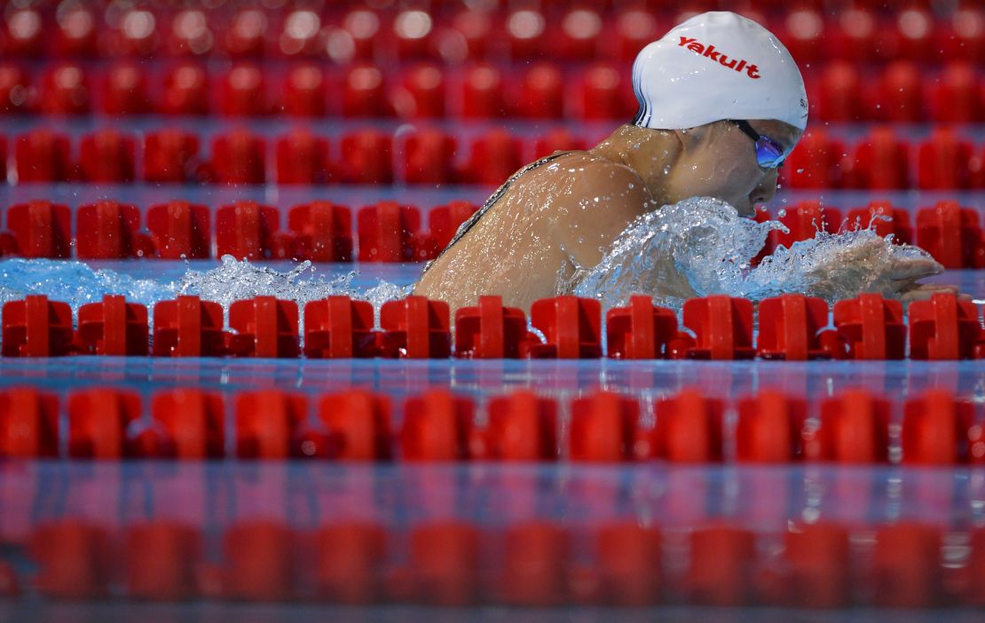 Kong competes at the FINA World Championships in Barcelona, Spain in 2013.