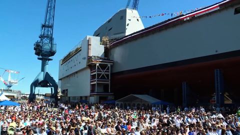 NS Slug: ME: NAVY CHRISTENS NEW ZUMWALT DESTROYER Synopsis: New U.S. destroyer christened after late Navy SEAL Keywords: MAINE NAVY CHRISTENS NEW ZUMWALT DESTROYER