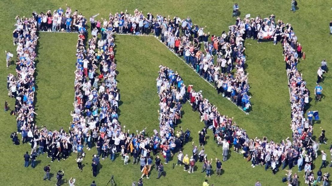 "Remain" supporters spell out the word "In" in Hyde Park, London.