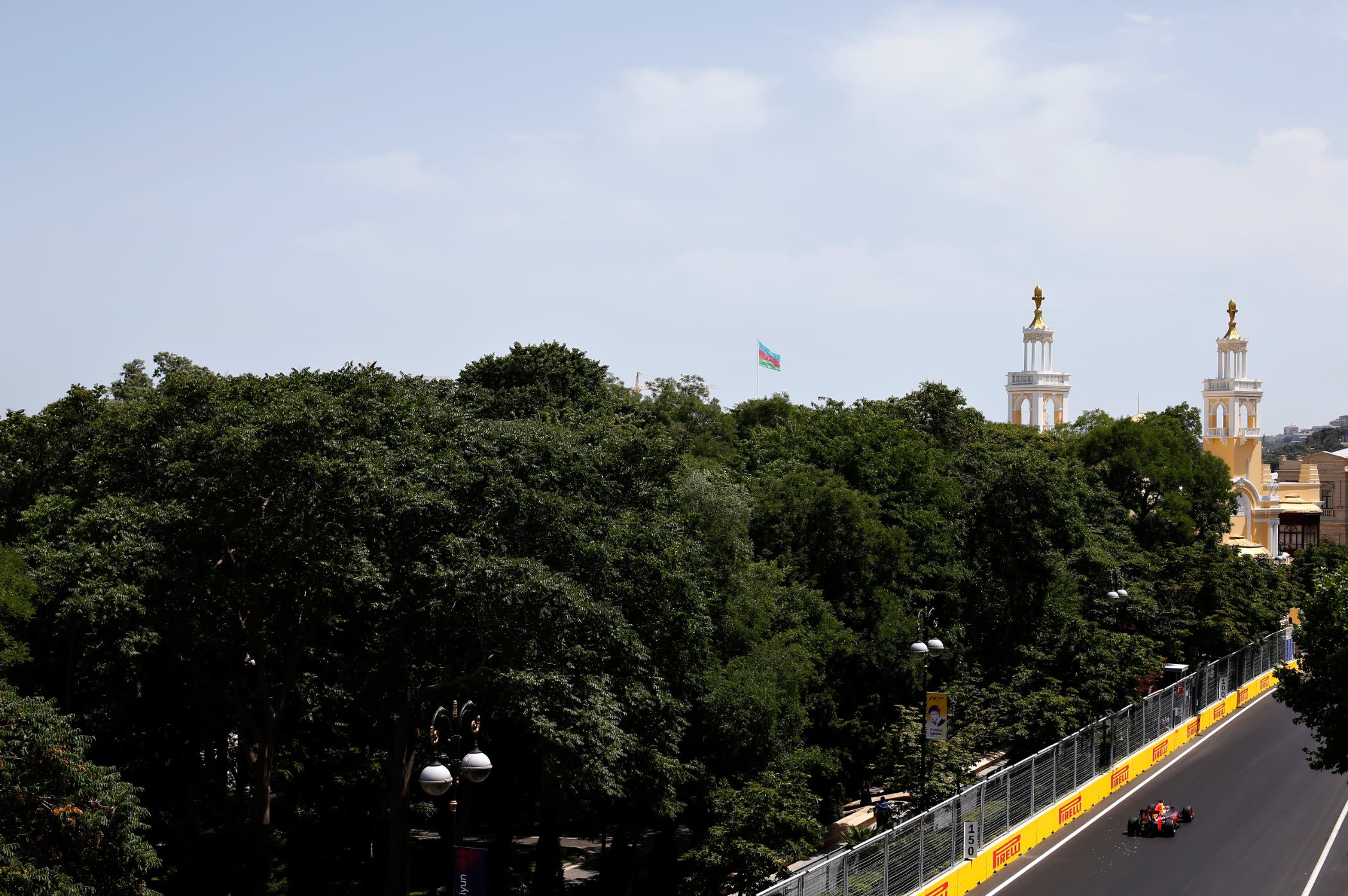 Trackside trees are an unusual sight on a Formula One track, which are traditionally held on purpose-built circuits.