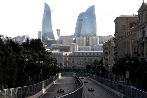 The circuit ran through the streets of the Azerbaijan capital with spectacular views of the iconic "Flame Towers."