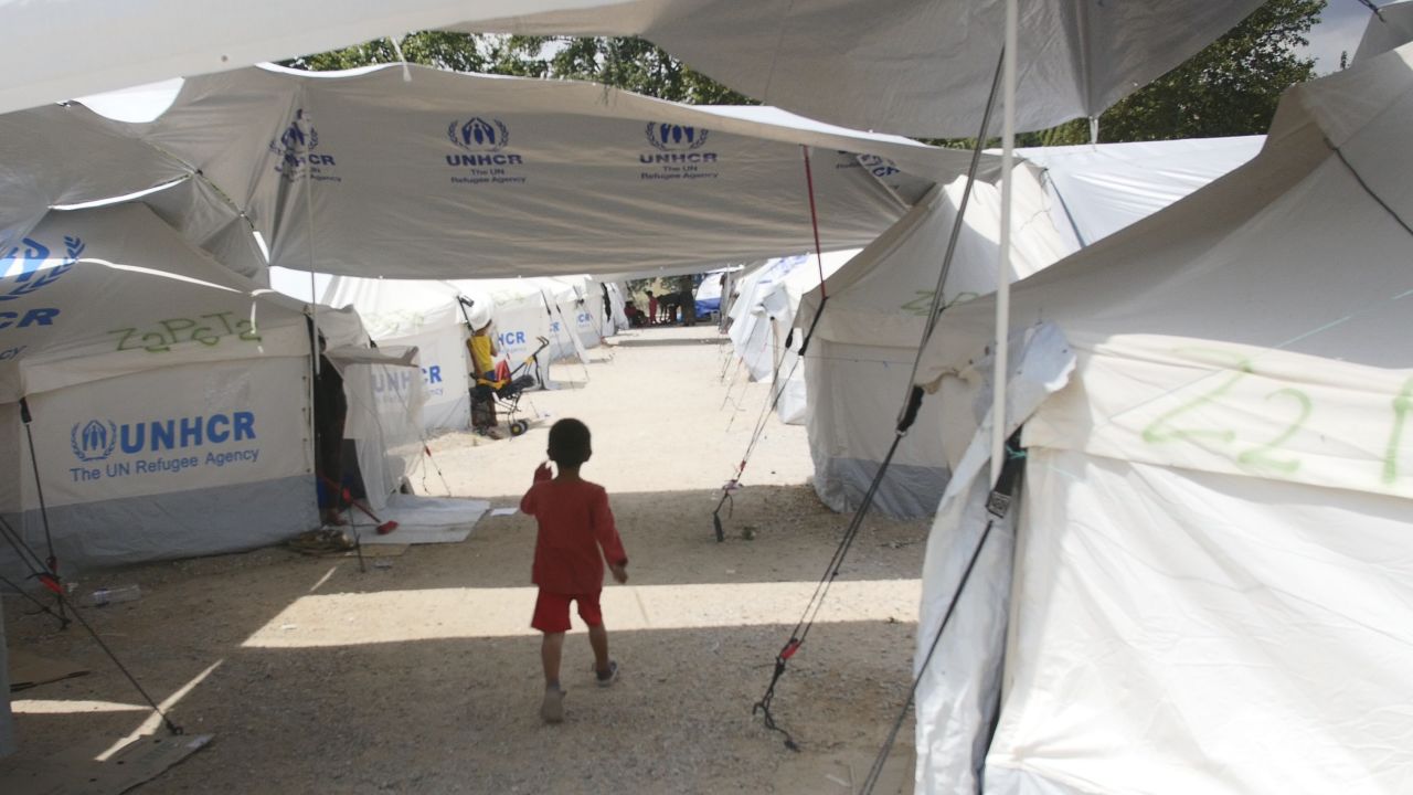A young refugee at UNHCR's camp at Lagkadikia, home to 877 refugees, most from Syria.