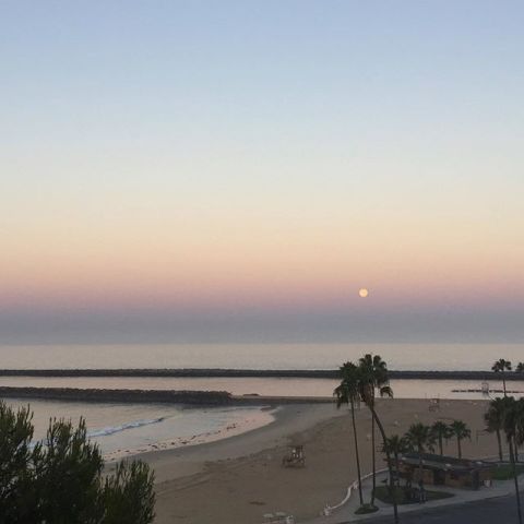 Natasha Halevi woke up in time to see the full moon above Newport Beach, California, on June 20.