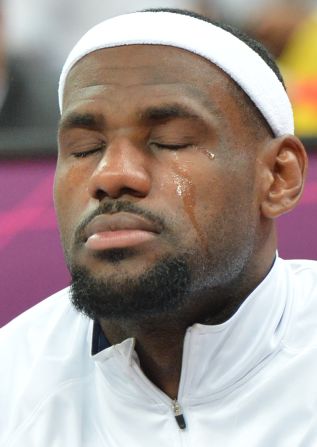 LeBron James shed an emotional tear before a Team USA preliminary round game at the London 2012 Olympics on July 29, 2012.