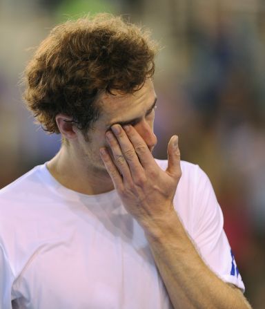 Andy Murray of Great Britain cried after winning his Davis Cup match against Gilles Muller of Luxembourg at the Braehead Arena on July 10, 2011 in Glasgow, Scotland. 