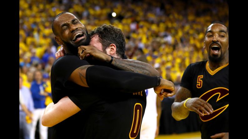 LeBron James, left, hugs Kevin Love after the Cleveland Cavaliers won <a href="index.php?page=&url=http%3A%2F%2Fwww.cnn.com%2F2016%2F06%2F19%2Fsport%2Fgallery%2Fnba-finals-game-7%2Findex.html" target="_blank">Game 7 of the NBA Finals</a> on Sunday, June 19. Cleveland defeated the Golden State Warriors 93-89 for the first championship in franchise history. It is also the city of Cleveland's <a href="index.php?page=&url=http%3A%2F%2Fwww.cnn.com%2F2016%2F06%2F20%2Fsport%2Fgallery%2Fcities-longest-championship-droughts%2Findex.html" target="_blank">first major sports title since 1964.</a>