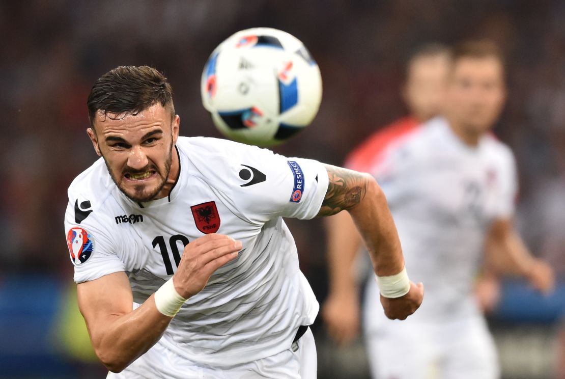 Armando Sadiku scored Albania's winner against Romania. 