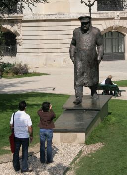 Statue of Winston Churchill in Paris. Churchill once called for a "United States of Europe."