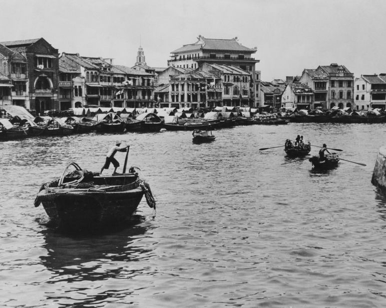 A view of Raffles Quay, Singapore harbour, in the mid-1950s.  