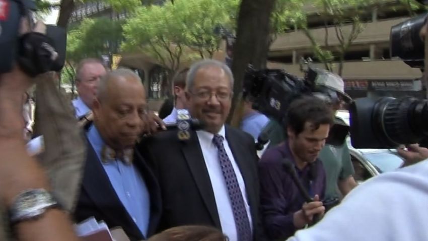 Pennsylvania congressman Chaka Fattah exits a Philadelphia courthouse after being convicted in a racketeering case.