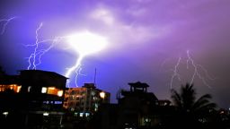 Lightning strikes, such as this one over Guwahati, India on April 18, 2016, are common during India's monsoon season. On Tuesday, strikes killed 90 people, government officials said.

