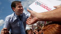 MELBOURNE, FL - MARCH 14:  Republican presidential candidate Sen. Marco Rubio (R-FL) greets supporters while campaigning at That Little Restaurant March 14, 2016 in Melbourne, Florida. Florida holds its presidential primary tomorrow.  (Photo by Win McNamee/Getty Images)