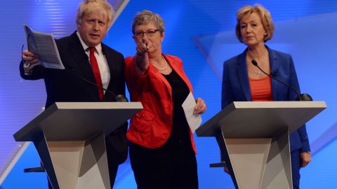 "Leave" advocates Boris Johnson, Gisela Stuart and Andrea Leadsom take part in Tuesday's "Great Debate."