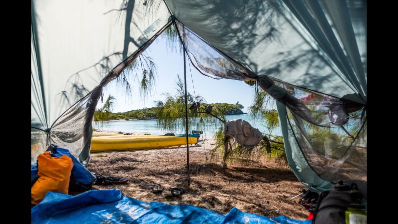 At Big Farmer's Cay, paddlers are able to pitch their tents and enjoy the luxury of having a spectacular beach and view all to themselves.