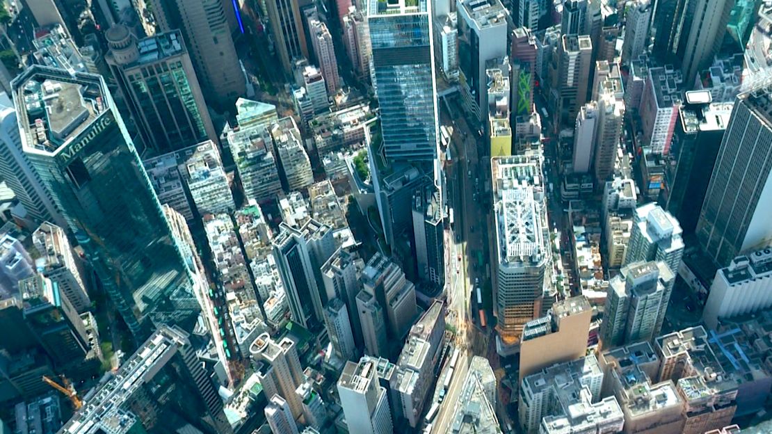 An aerial view of Central Hong Kong Island.