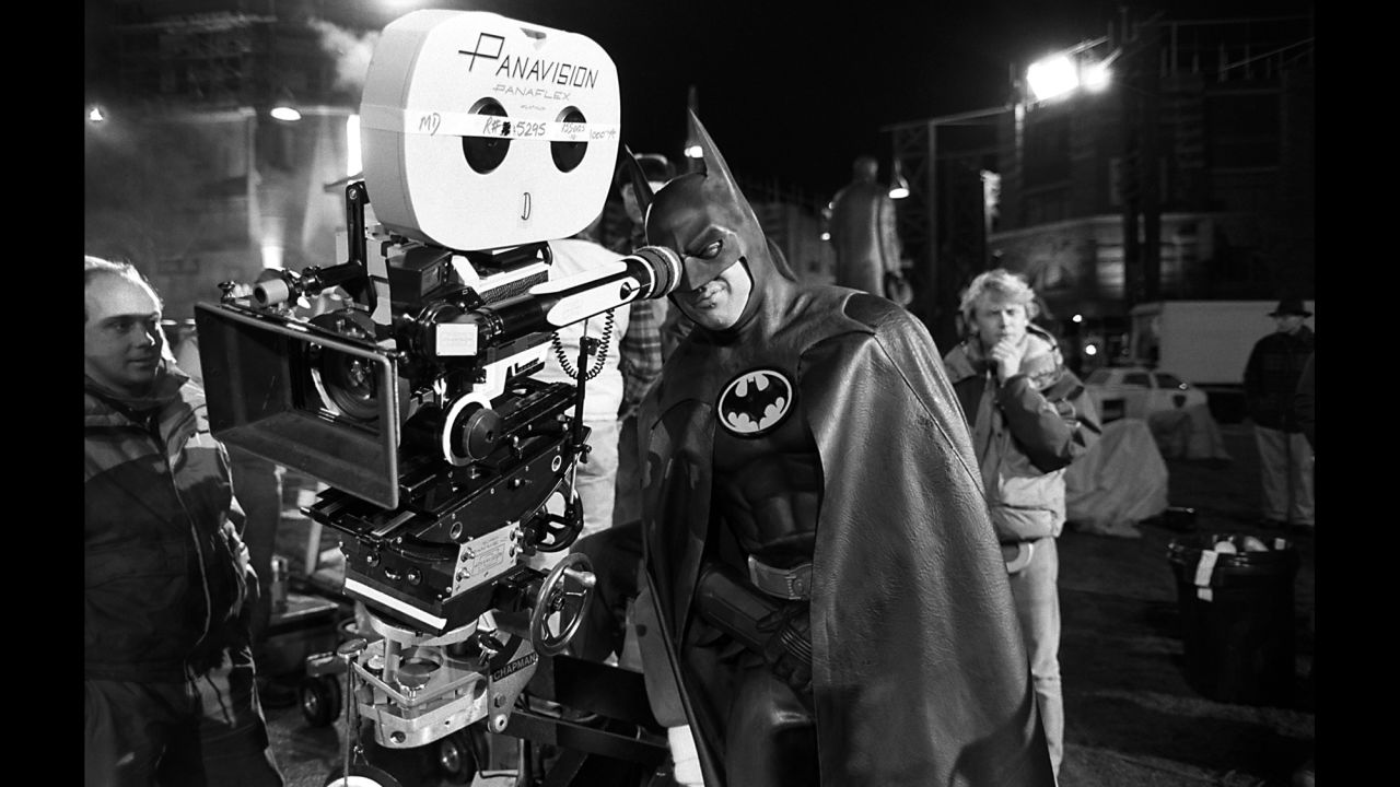 Actor Michael Keaton looks into the camera while shooting the blockbuster film "Batman." It was released on June 23, 1989, and it became one of the highest-grossing movies of all time. It made $411.3 million at the box office.