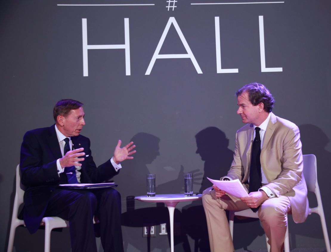 David Petraeus gave his views on national security issues in a conversation with Peter Bergen June 20 in New York City.