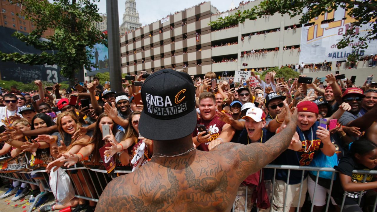 Cavaliers guard J.R. Smith says hello to fans.