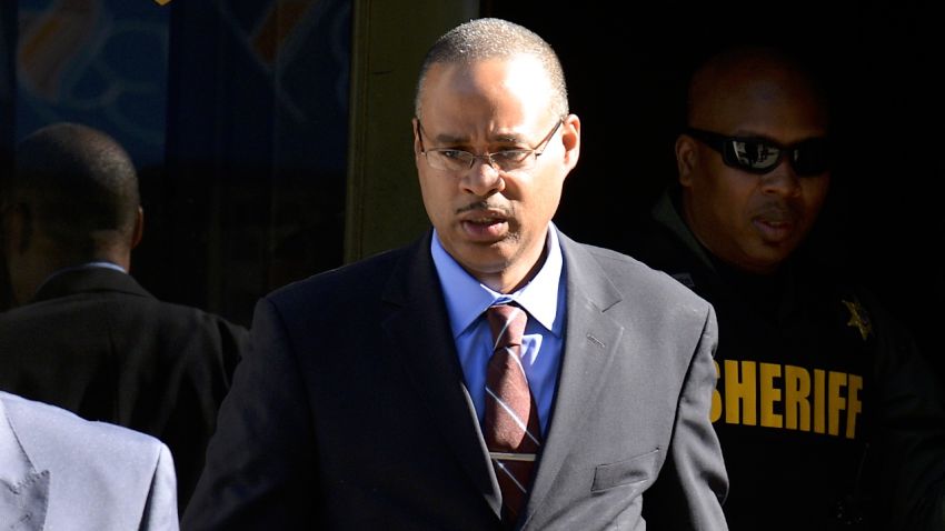 Baltimore police officer Caesar Goodson Jr., exits the Circuit Court on June 9, the first day in the trial in Baltimore, Maryland. Officer Goodson, the van driver in the Freddie Gray case, is facing multiple charges including second-degree murder.