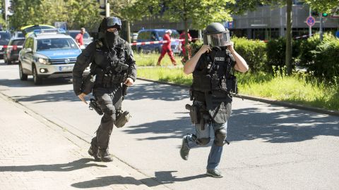 Police respond to the attack in Viernheim.