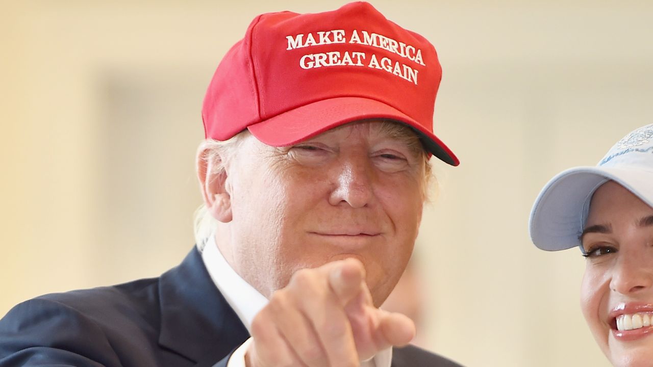 AYR, SCOTLAND - JULY 30:  Republican Presidential Candidate Donald Trump visits his Scottish golf course Turnberry with his children Ivanka Trump and Eric Trump on July 30, 2015 in Ayr, Scotland. Donald Trump answered questions from the media at a press conference.  (Photo by Jeff J Mitchell/Getty Images)