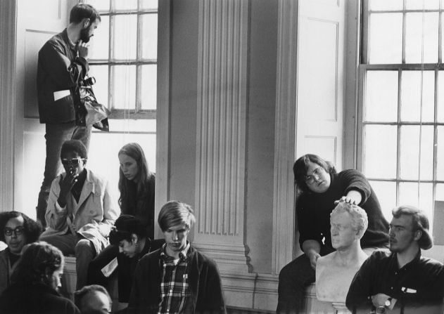 In 1969, students took over University Hall at Harvard, demanding the school <a >end its Reserve Officer Training Corps program.</a> The violent removal of students drew nationwide criticism.