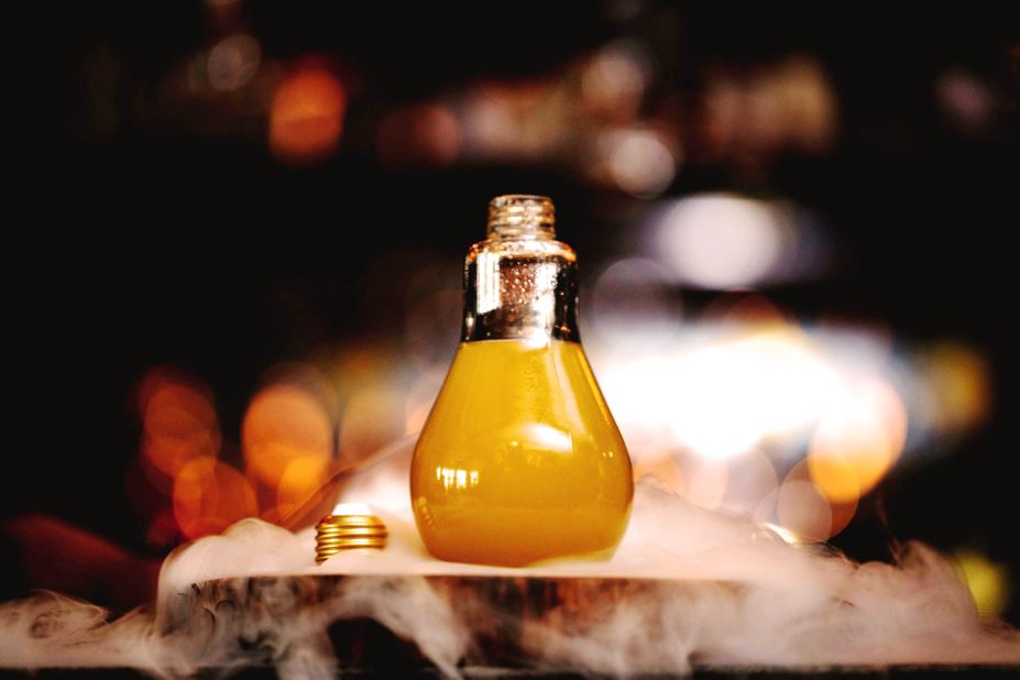 Farzi's mixologists aren't adverse to a little boozy theater. Like all good ideas, the Farzi Idea comes with a physical light bulb. 