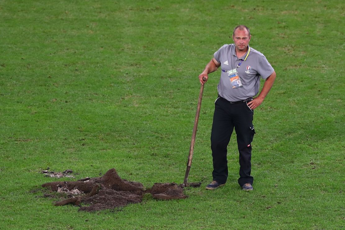 UEFA has been critcized for the state of a number of playing surfaces including this one in Lille.