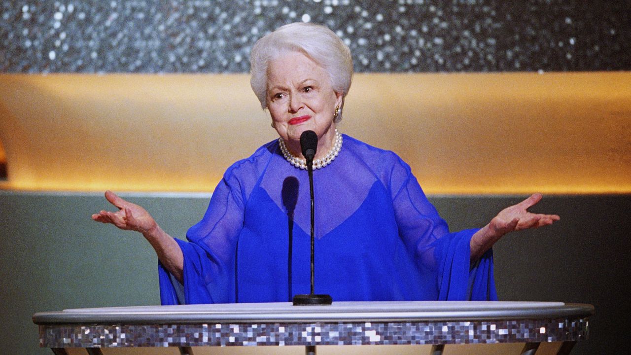 The two-time Oscar winner introduces other former acting winners at the Academy Awards in 2003. De Havilland is one of only 13 actresses who have won two or more best actress Oscars.