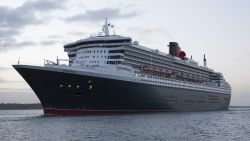 SOUTHAMPTON, ENGLAND - MAY 09:  The 'Queen Mary 2' ocean liner sails into dock alongside her sisters ships 'Queen Elizabeth' and 'Queen Victoria' to celebrate her 10th anniversary on May 9, 2014 in Southampton, England. The three cruise ships, which make up the entire fleet of Cunard's ocean liners, sailed together for the first ever time from Lisbon to Southampton. The Queen Mary 2, launched in March 2003, is the largest vessel ever to have been built for Cunard and is capable of holding up to 2620 passengers. Prince Philip, the Duke of Edinburgh will attend the 10th anniversary celebrations of the Queen Mary 2 today.  (Photo by Oli Scarff/Getty Images)