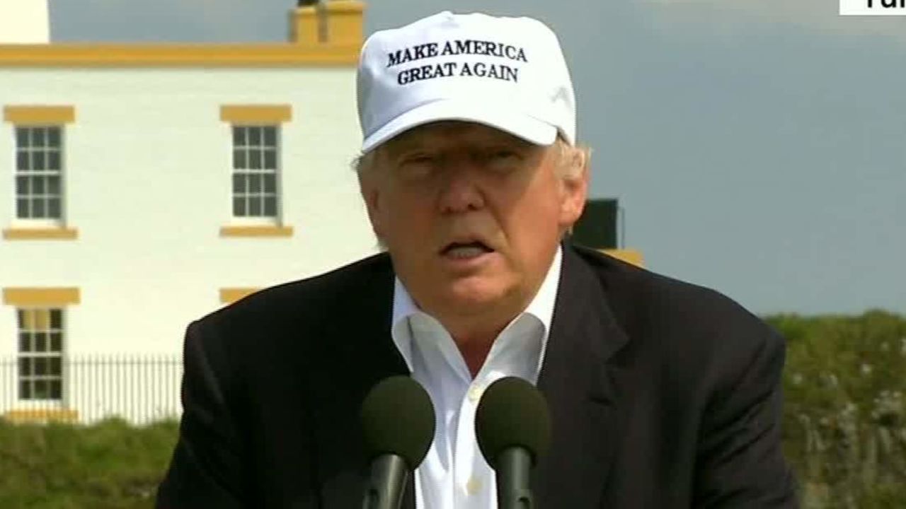 Then-candidate Donald Trump, extolling the virtues of Brexit, during a visit to his golf club at Turnberry, Scotland, in 2016.