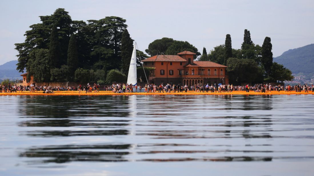 Until July 3, visitors to Lake Iseo in northern Italy could stroll along a three-kilometer-long walkway across the lake.