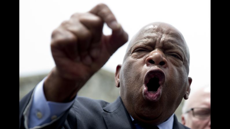 U.S. Rep. John Lewis speaks Thursday, June 23, after he and other Democrats <a href="http://www.cnn.com/2016/06/22/politics/john-lewis-sit-in-gun-violence/" target="_blank">ended their sit-in</a> on the House floor. Lewis launched the protest to try to force a vote on gun control in the wake of the Orlando nightclub shooting -- the deadliest mass shooting in U.S. history -- but the House GOP swiftly adjourned for a recess. Lewis said the fight was not over. "When we come back here on July the 5th, we're going to continue to push, to pull, to stand up and, if necessary, to sit down," he said. "So don't give up, don't give in. Keep the faith, and keep your eyes on the prize."