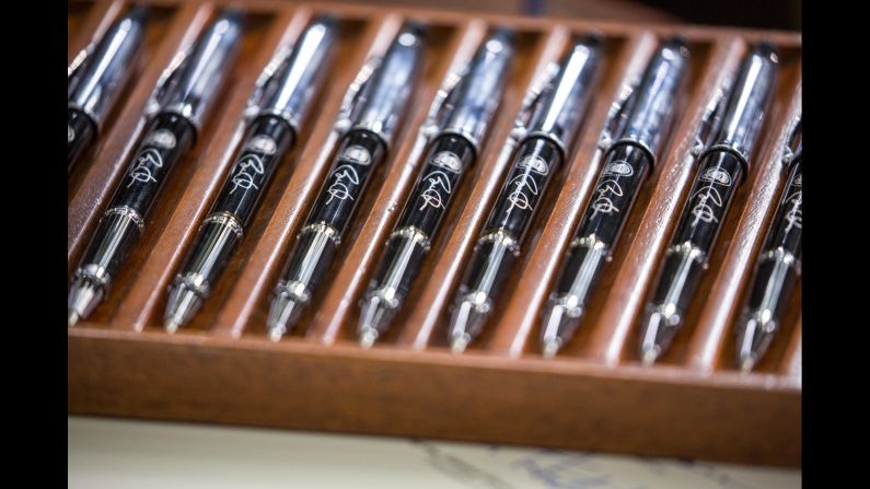 U.S. President Barack Obama used these official pens to sign legislation in Washington on Wednesday, June 22.