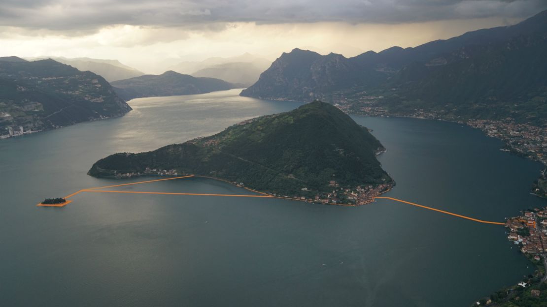 The installation connects the lake's two islands to the mainland.