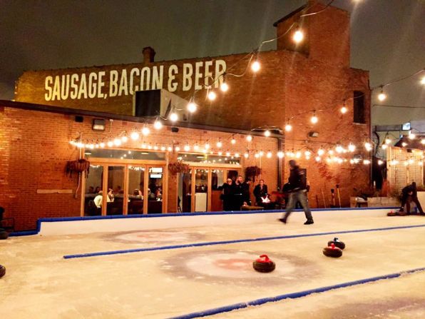 Chicago beer garden Kaiser Tiger draws crowds when the weather warms up in the Windy City, but things remain festive in the winter months with curling and fire pits.