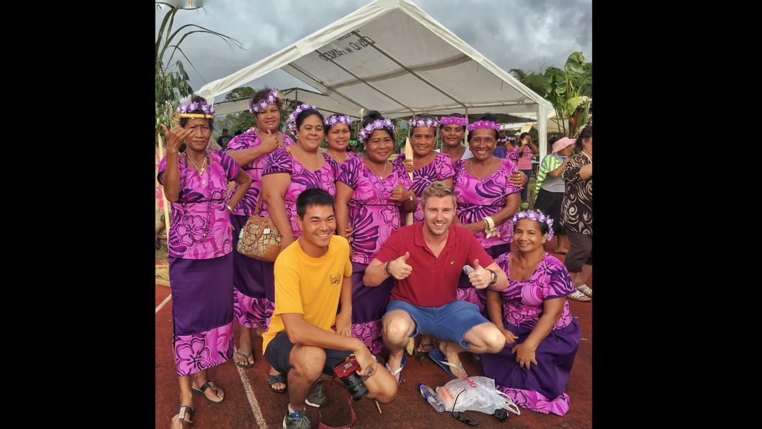 Ward celebrates International Women's Day with a fellow travel blogger in Micronesia.