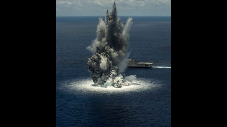 The littoral combat ship USS Jackson successfully completes the first of three scheduled shock trials on Friday, June 10. The shock trials are designed to demonstrate the ship's ability to withstand the effects of nearby underwater explosion.