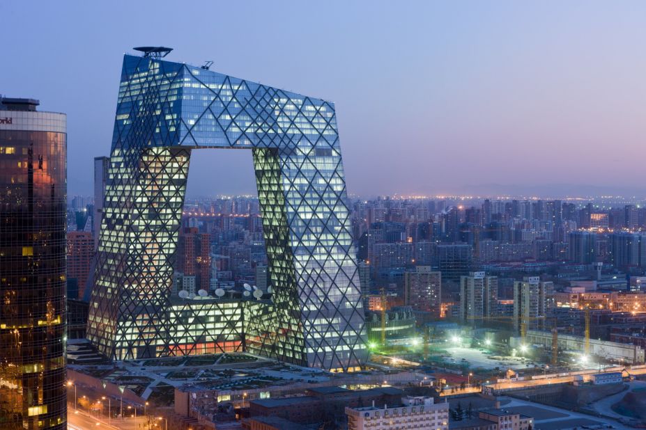 Nicknamed "big pants" by the locals, Beijing's CCTV tower house's China's Central Television station. Designed in conjunction with Dutch architect Rem Koolhaas, the building punctuates the skyline of the city's CBD.