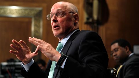 Former U.S. Treasury Secretary Henry Paulson testifies during a hearing before the Financial Crisis Inquiry Commission May 6, 2010 on Capitol Hill in Washington, DC.
