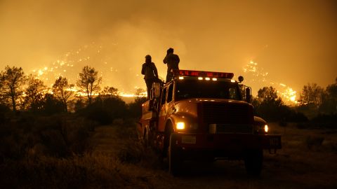 Firefighters pay close attention to the wildfire coming at every direction in Kelso Valley near Lake Isabella, California, on June 24.