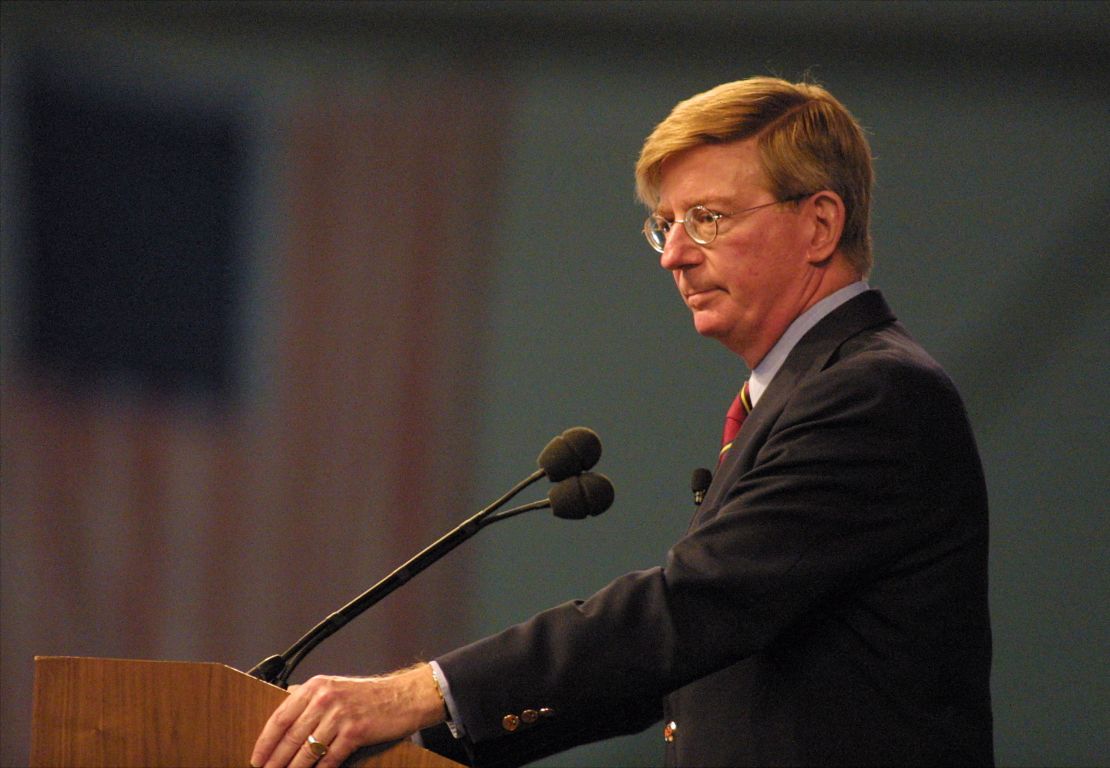 Syndicated Columnist George Will speaks during the 18th Annual Borton, Petrini & Conron, LLP's Bakersfield Business Conference on October 12, 2002 in Bakersfield, California.