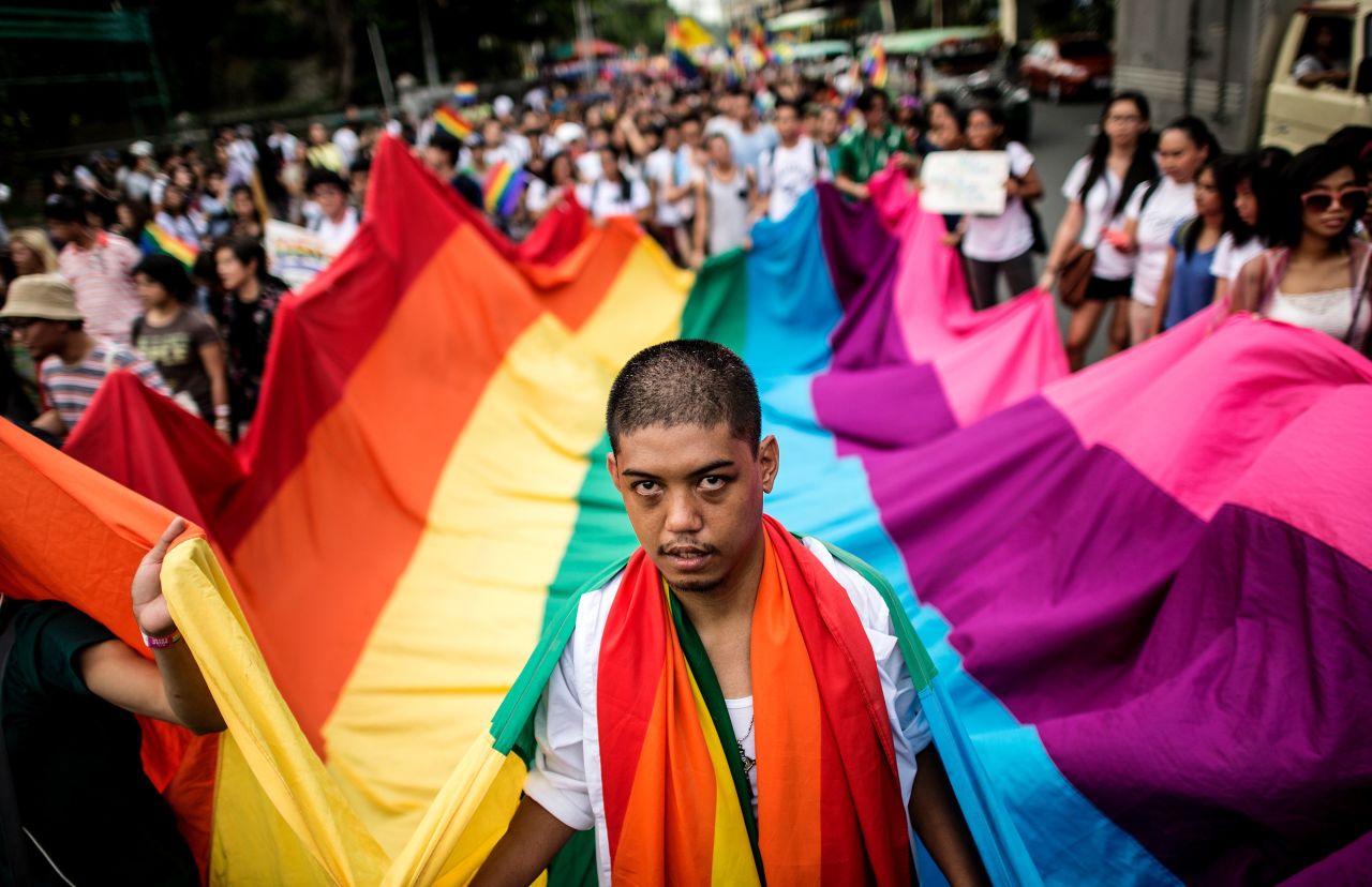 Filipino members and supporters of the LGBT community take part in a gay pride march calling for equal rights in Manila, Philippines, on June 25.