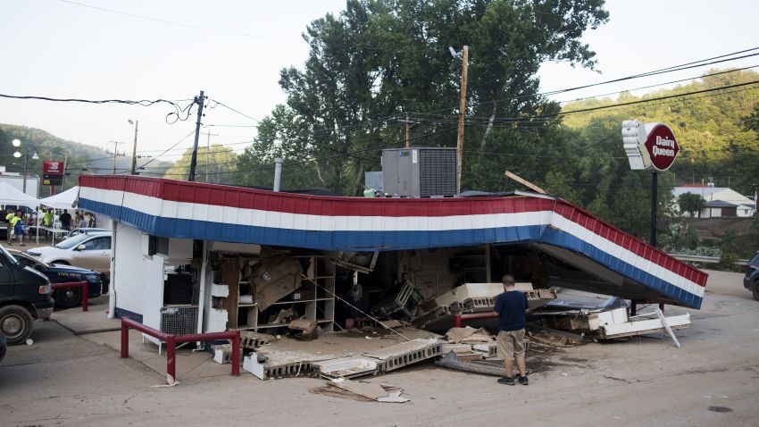 The deadly Elk River flooding damaged and destroyed several structures in Clenendin, West Virginia, including a local Dairy Queen.