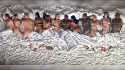 A still frame from Kanye West's music video for the song "Famous"