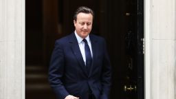 British Prime Minister David Cameron leaves 10 Downing Street following the first Cabinet meeting since the EU referendum.